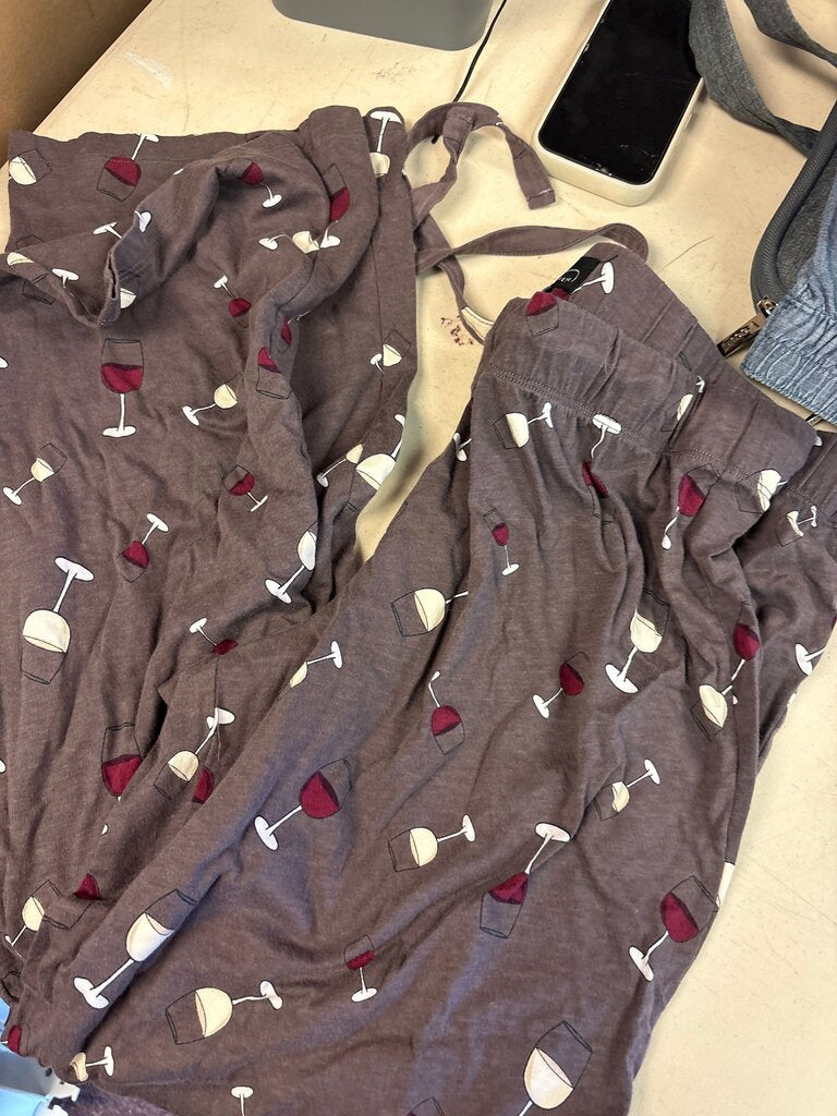 Midnight Velvet Wine Glass Print Pants