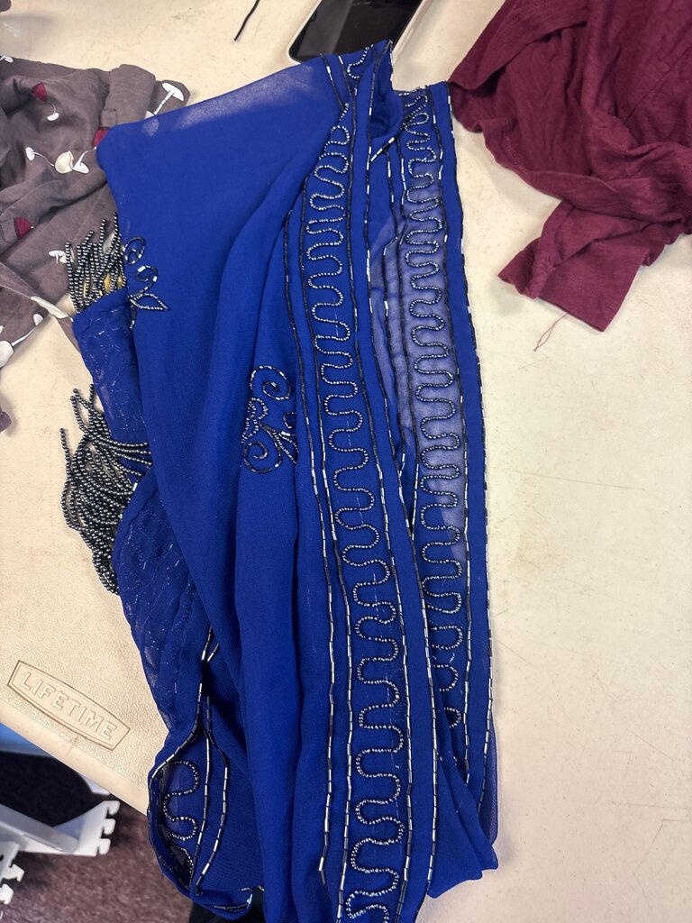 Blue Embroidered Shawl