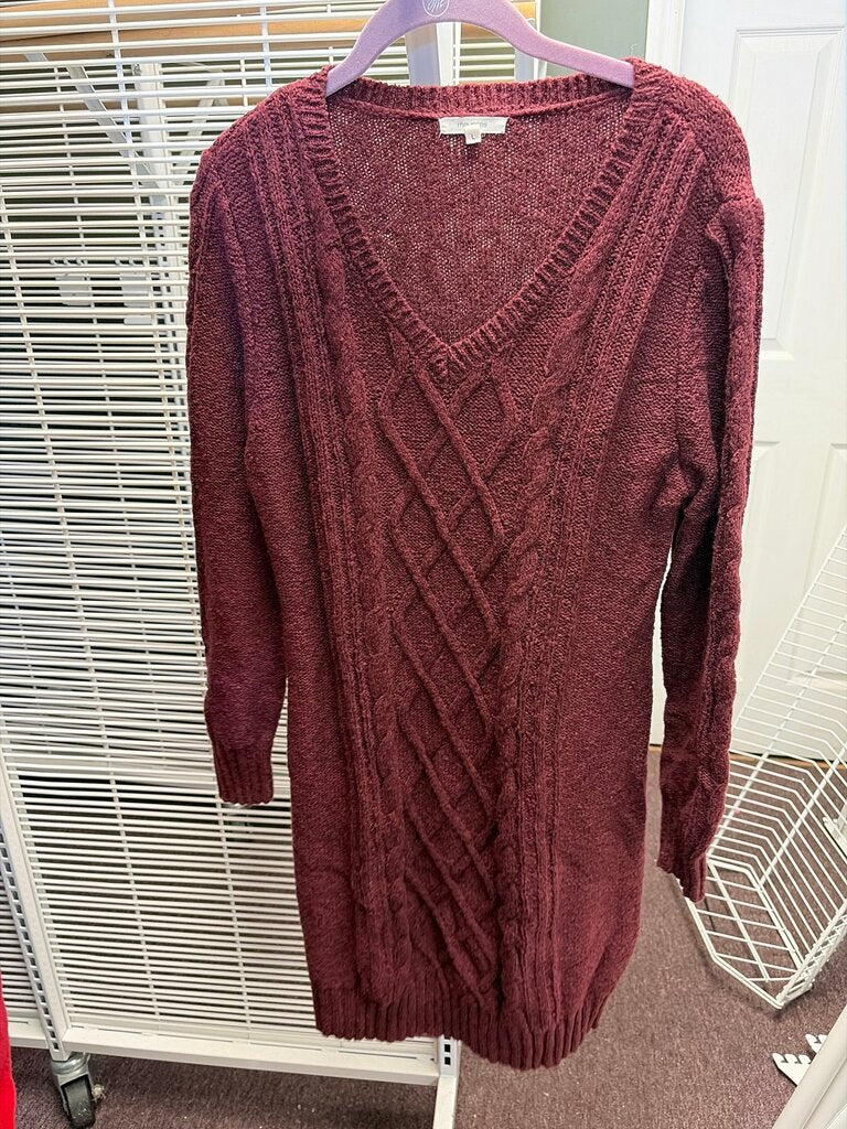 Burgundy Knit Sweater Dress