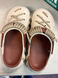 Stylish Beige Crocs with Brown Rope Accents