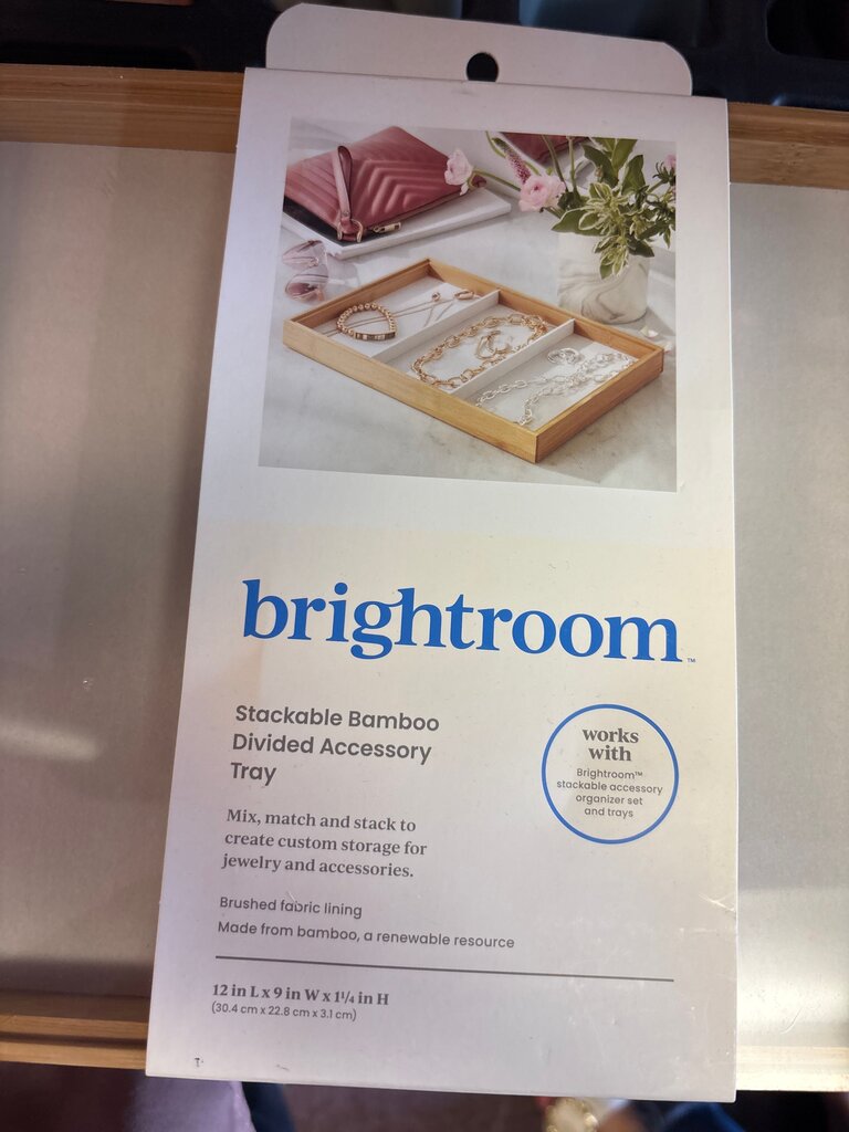 Brightroom Stackable Bamboo Divided Accessory Tray
