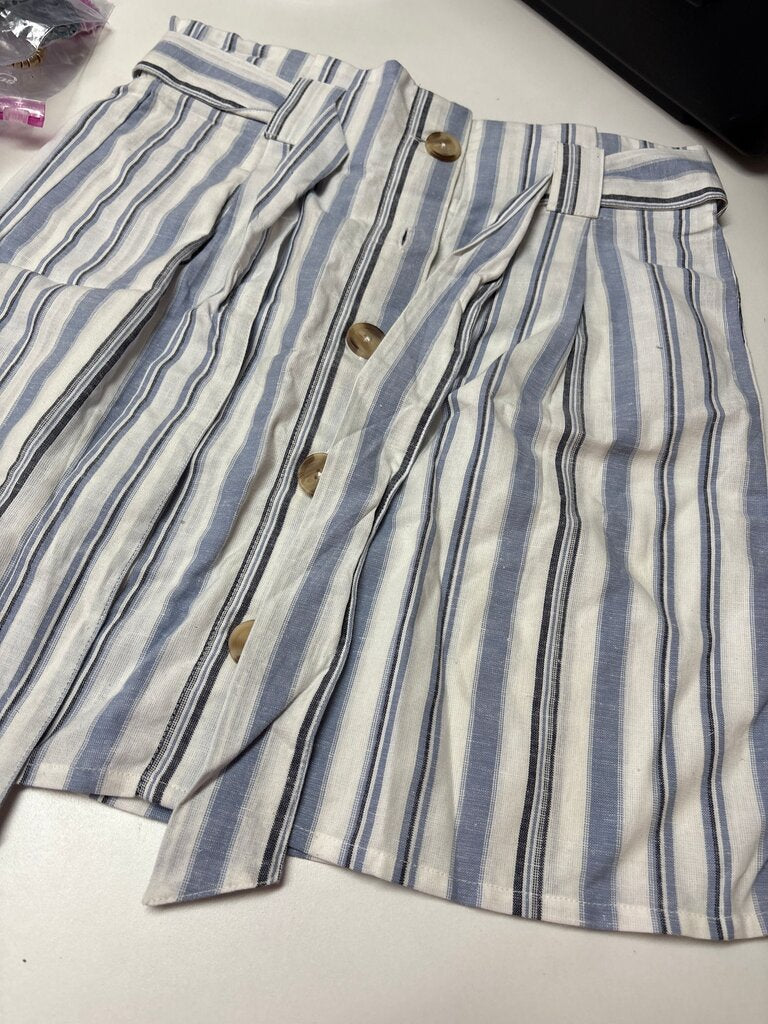 Striped Button Front Skirt