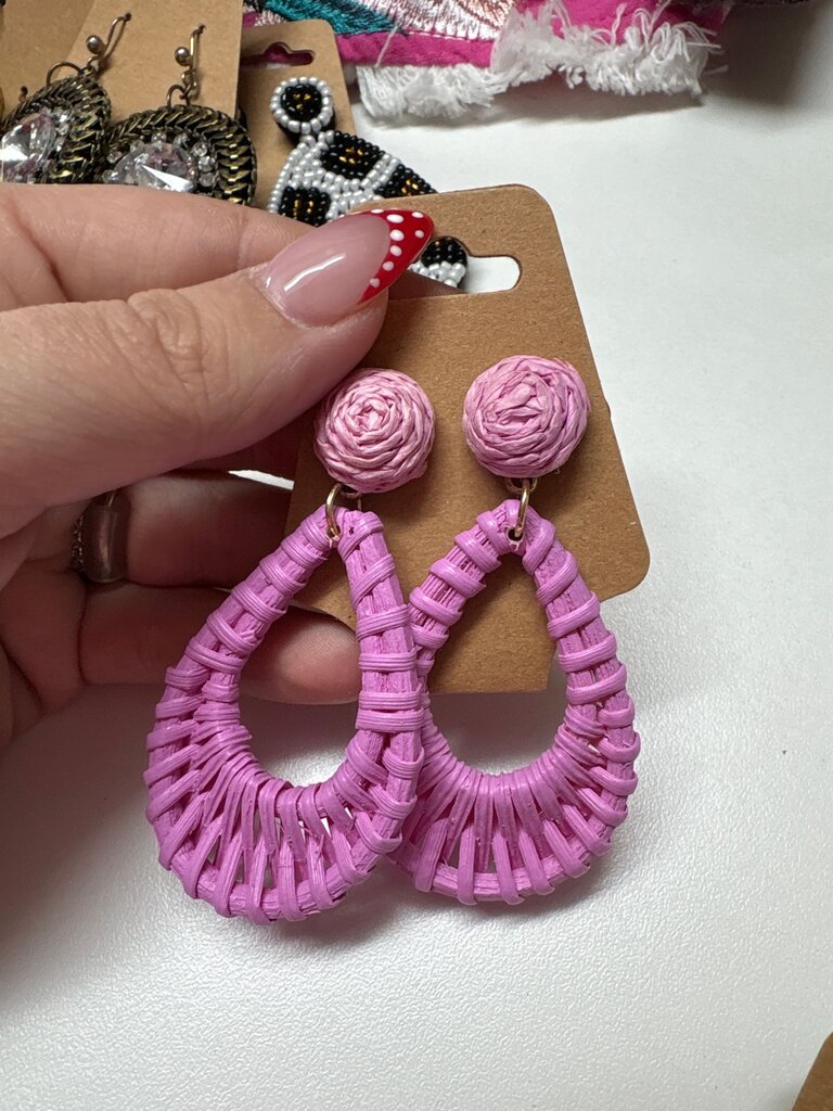 Pink Woven Earrings