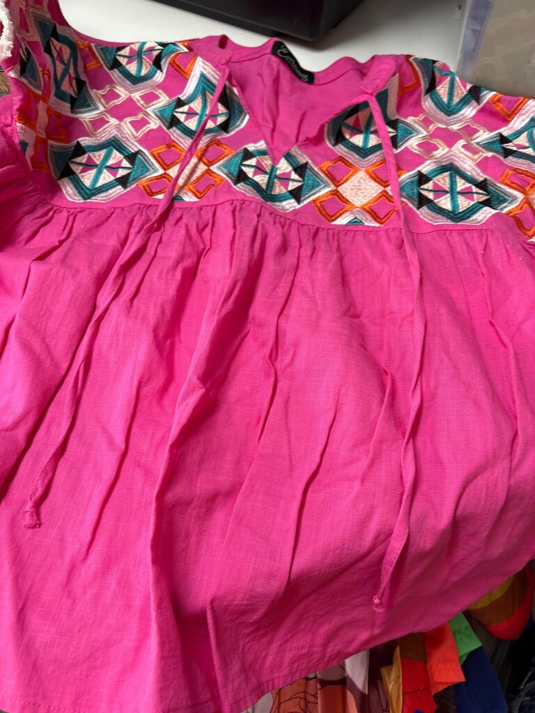 Pink Embroidered Tunic Top