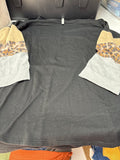 Leopard Print Sleeve Black Top