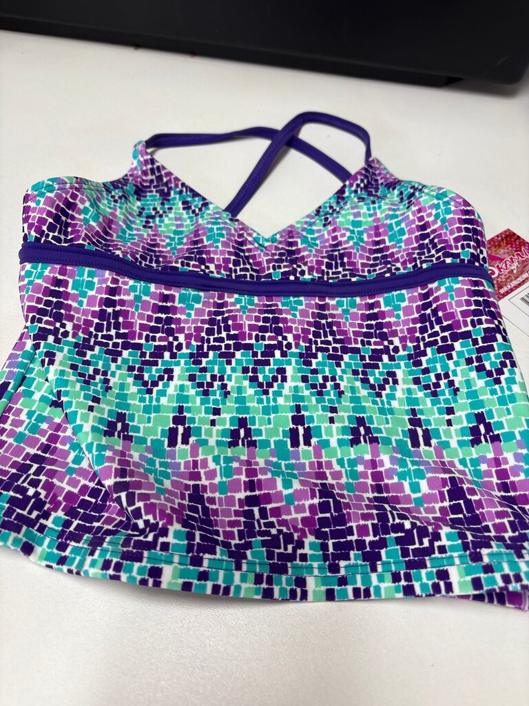 Colorful Cross-Back Swim Top
