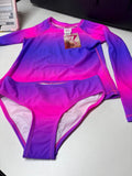 Girls' Long Sleeve Swim Set in Pink and Purple Gradient