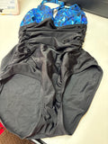 Blue and Black Women's Swimwear