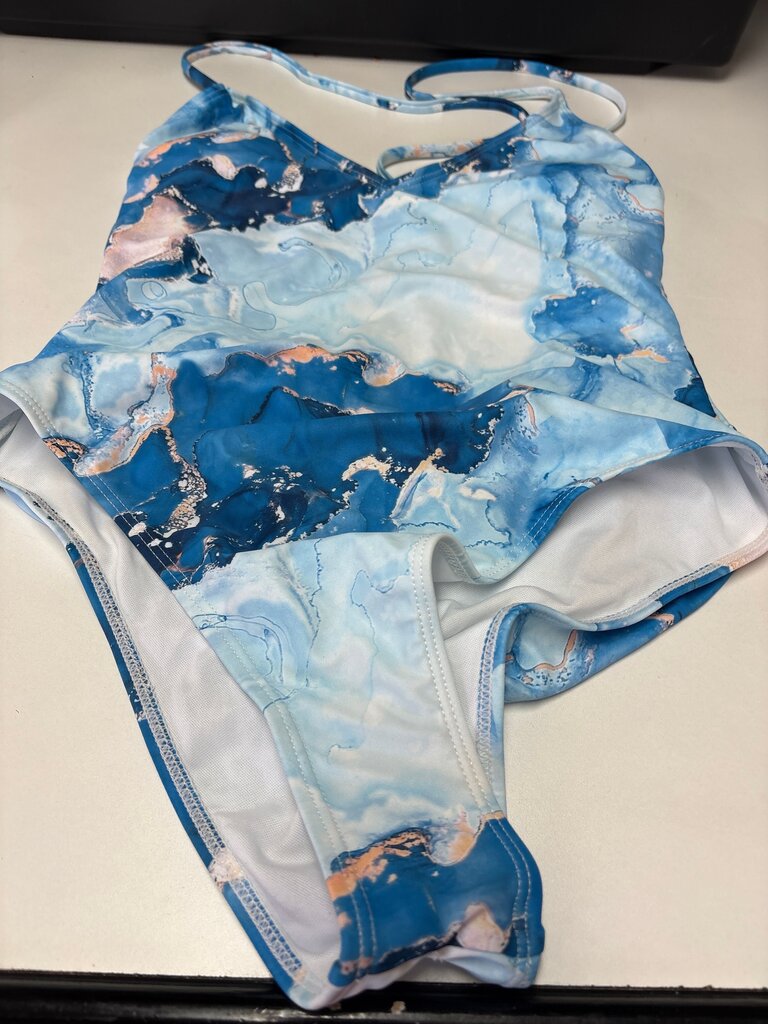Abstract Blue Marble One-Piece Swimsuit