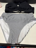Black and White Striped Bikini Set