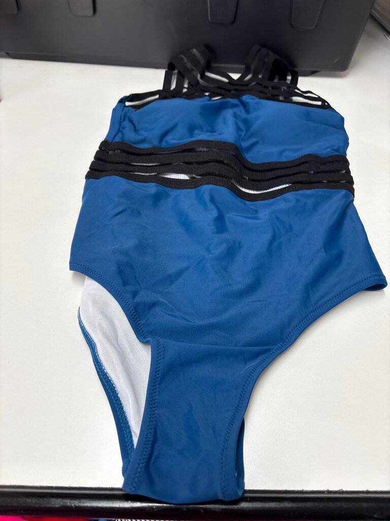 Women's Blue Strappy One-Piece Swimsuit