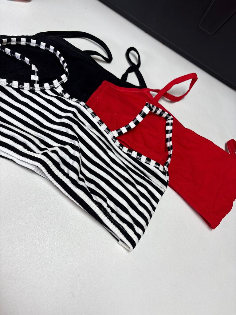 Assorted Girls' Bralette Set - Black, Red, Striped