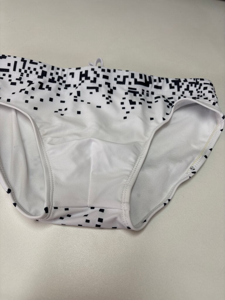 Women’s White and Black Patterned Swim Bottoms
