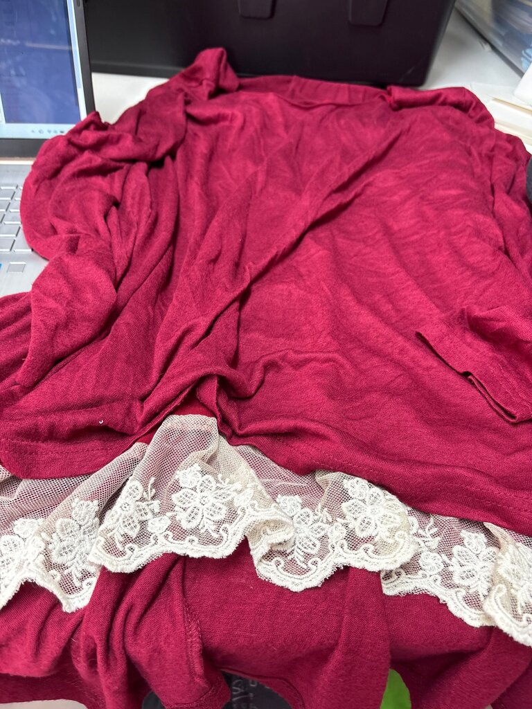 Maroon Lace Trim Women’s Top