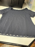 Lace Trimmed Short Sleeve Top