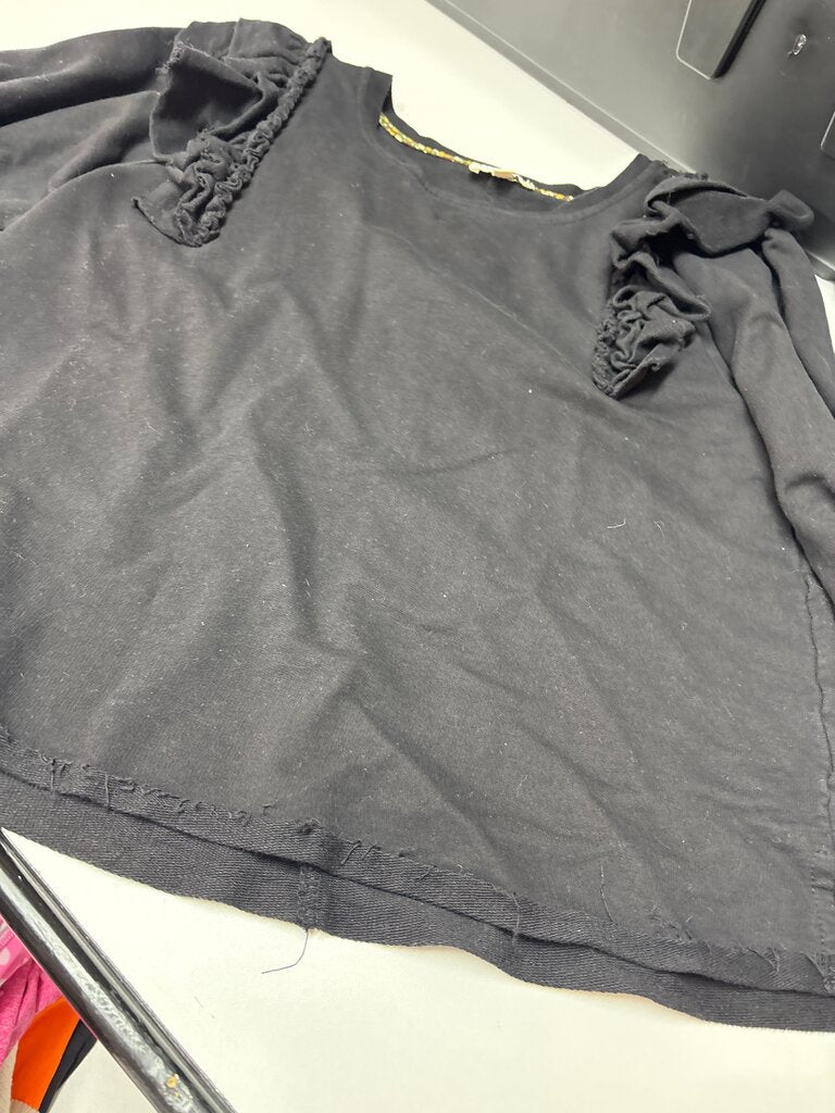 Women's Black Ruffled Sleeve Top