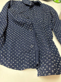 Navy Printed Button-Up Shirt