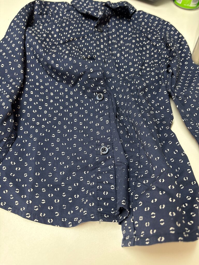 Navy Printed Button-Up Shirt