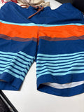 Blue and Orange Striped Swim Shorts