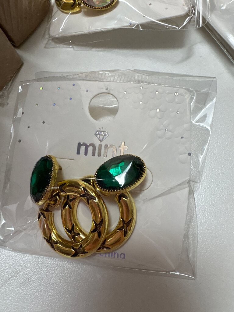 Mint Green Star Hoop Earrings