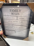 Family Rules Sign