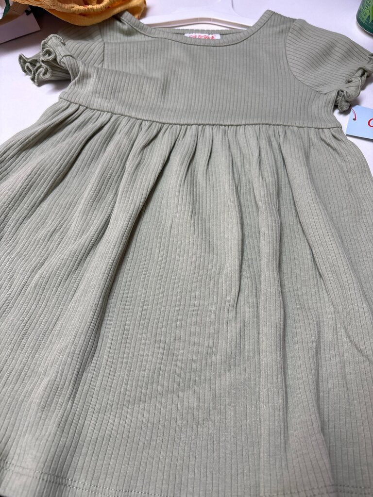 Ribbed Green Dress for Children