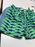 Boys Shark Print Swim Trunks