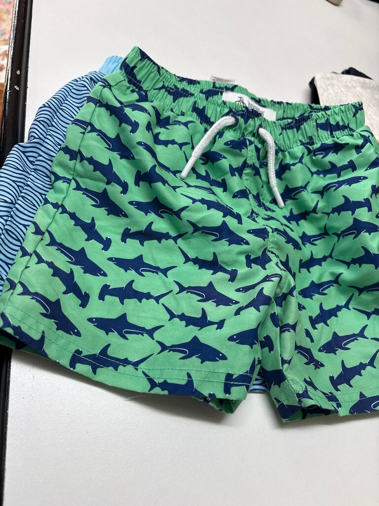 Boys Shark Print Swim Trunks