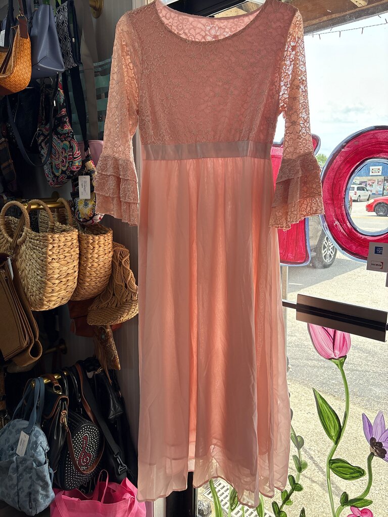 Lace Sleeve Pink Dress