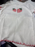 Girls Strawberry Print Ruffled T-Shirt