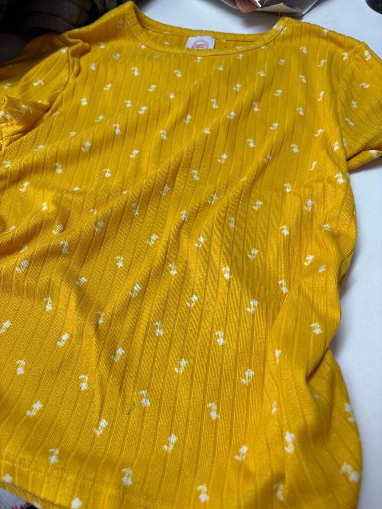 Yellow Floral Ribbed Top