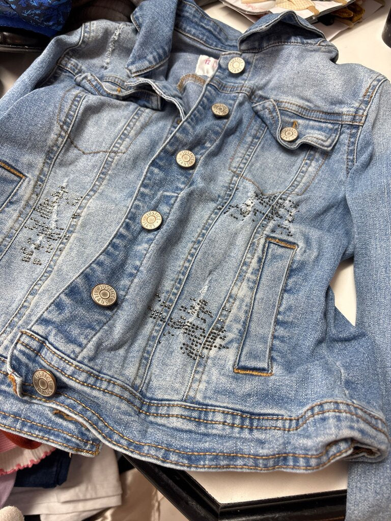 Girls Denim Jacket with Studded Design