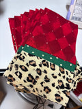 Red and Leopard Print Fabric Napkins