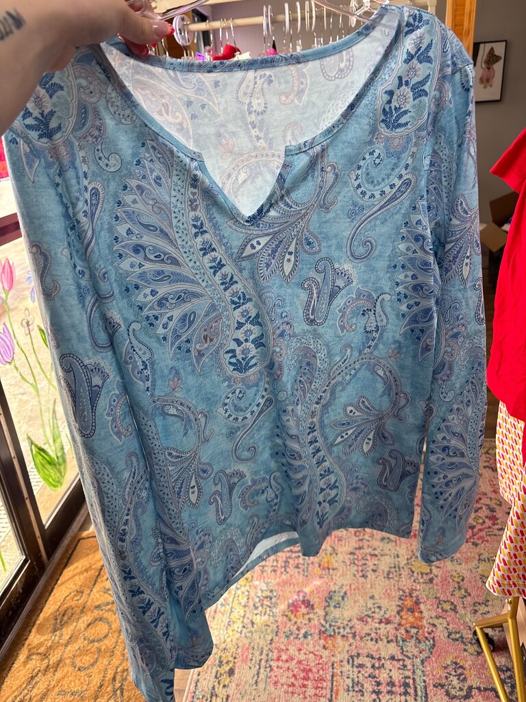 Blue Paisley Patterned Top