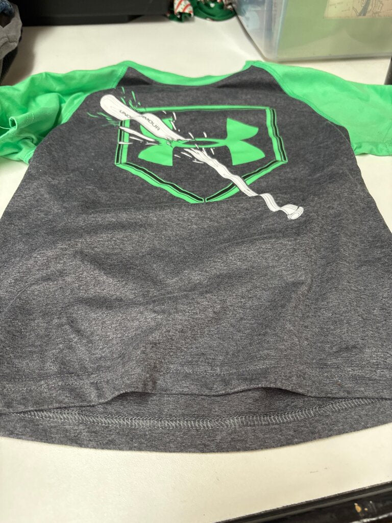 Under Armour Youth Gray and Green Short Sleeve Shirt