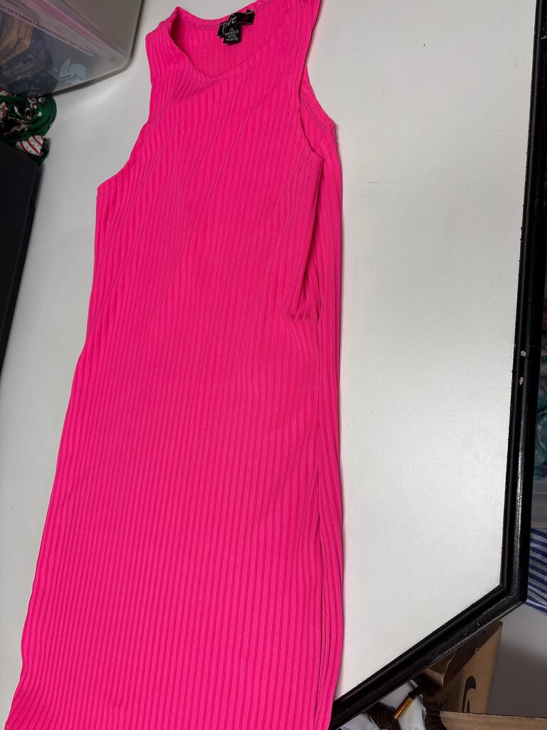 Pink Ribbed Tank Dress