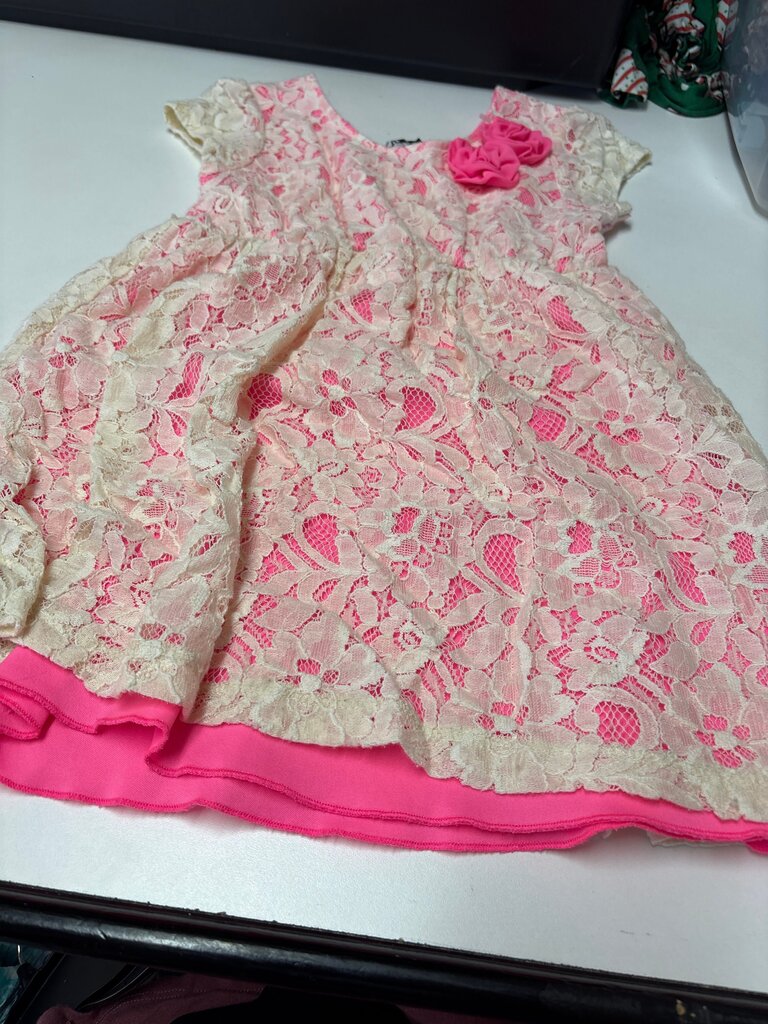 Lace Dress with Pink Trim