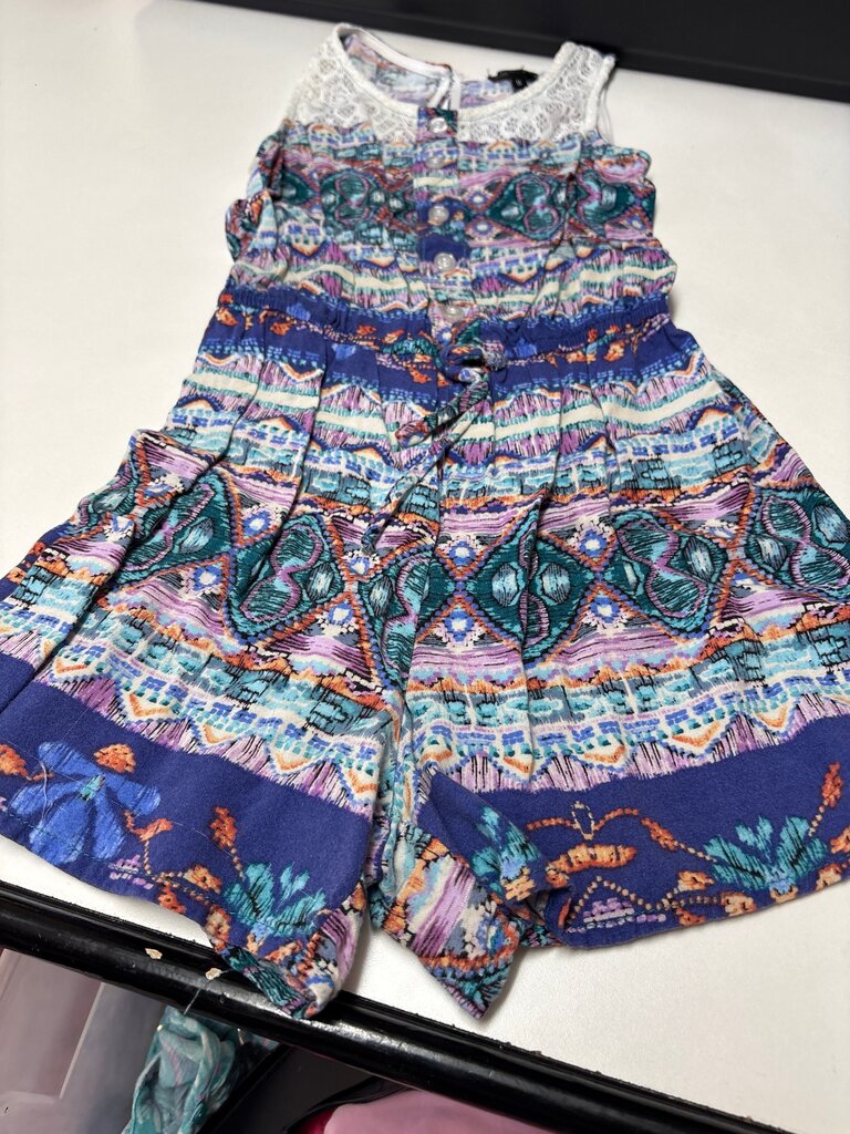 Floral Print Lace Trim Romper
