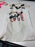 Girls White Tank Top with Panda and Rainbow Design