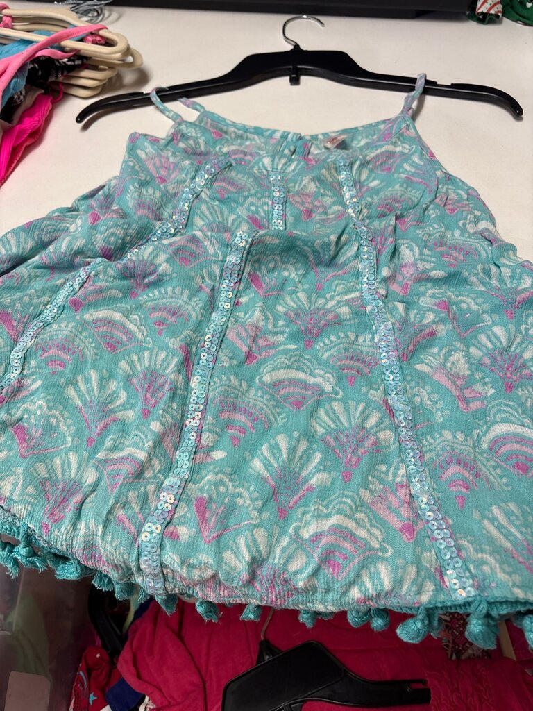 Turquoise and Pink Patterned Tank Top