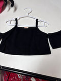 Girls' Black Cold Shoulder Top