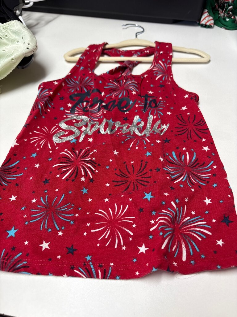 Red Sparkly Fireworks Tank Top