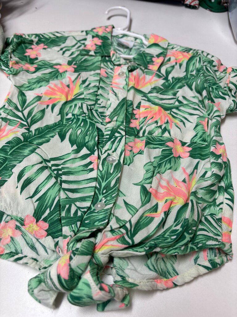 Floral Short-Sleeve Button-Up Shirt