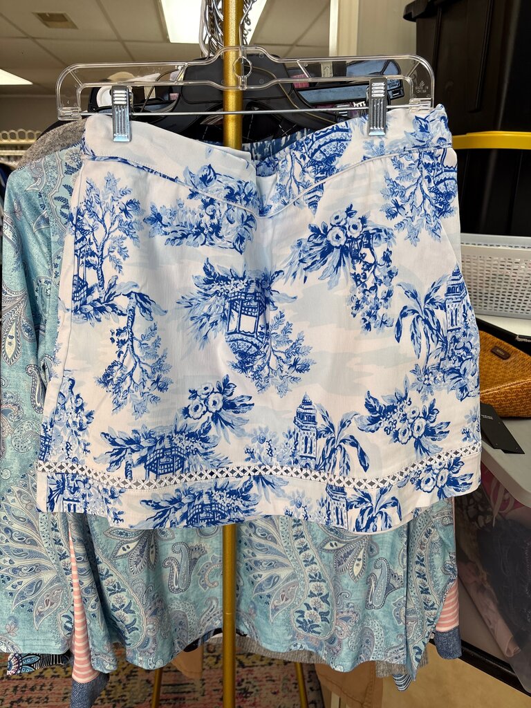 Blue Floral Print Skirt
