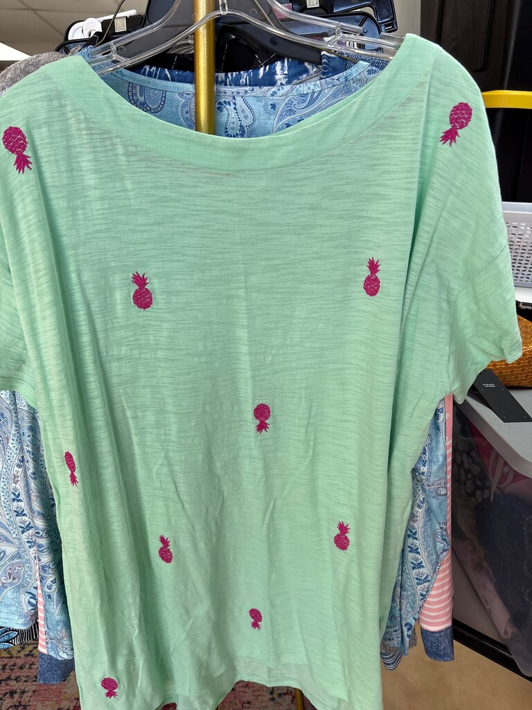 Kim Rogers Pineapple Embroidered Tee