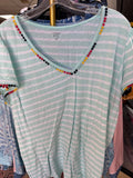 Crown & Ivy Striped V-Neck T-Shirt