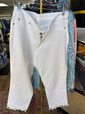 White Capris with Pom-Pom Hem