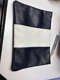 Navy and White Color Block Clutch