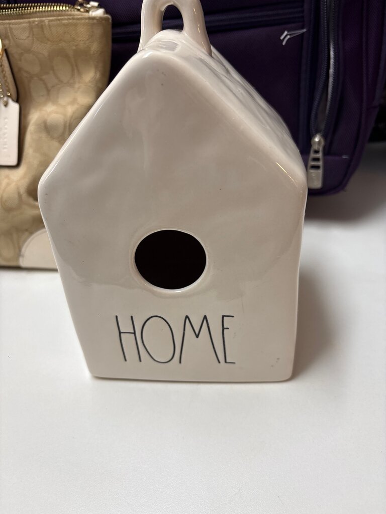 Ceramic Birdhouse with 'HOME' Inscription