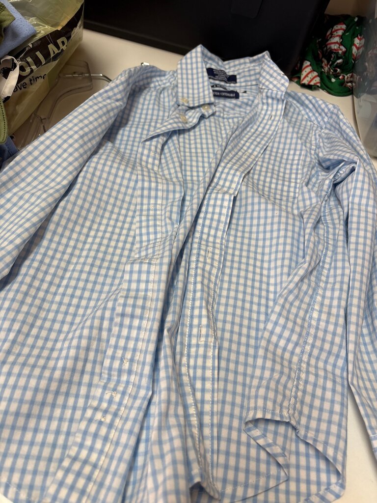 Blue Checkered Button-Up Shirt